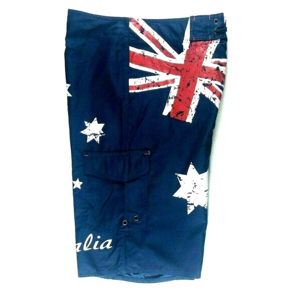 NWT Australian Flag Board Shorts Swim Size Small Blue - Picture 1 of 8